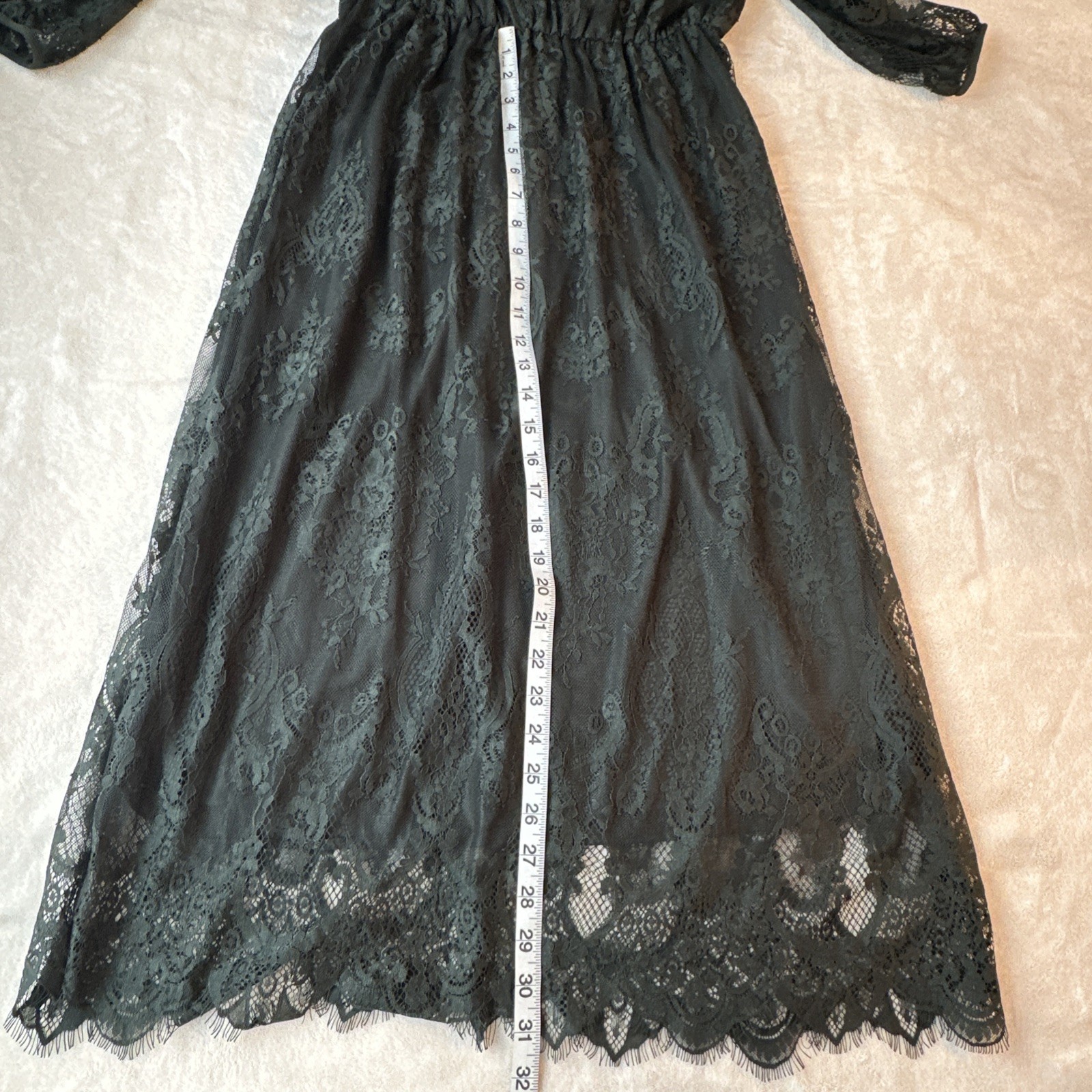 NWT H&M Dark Green Lace Long Sleeve Midi Dress Size 6 - photo 5