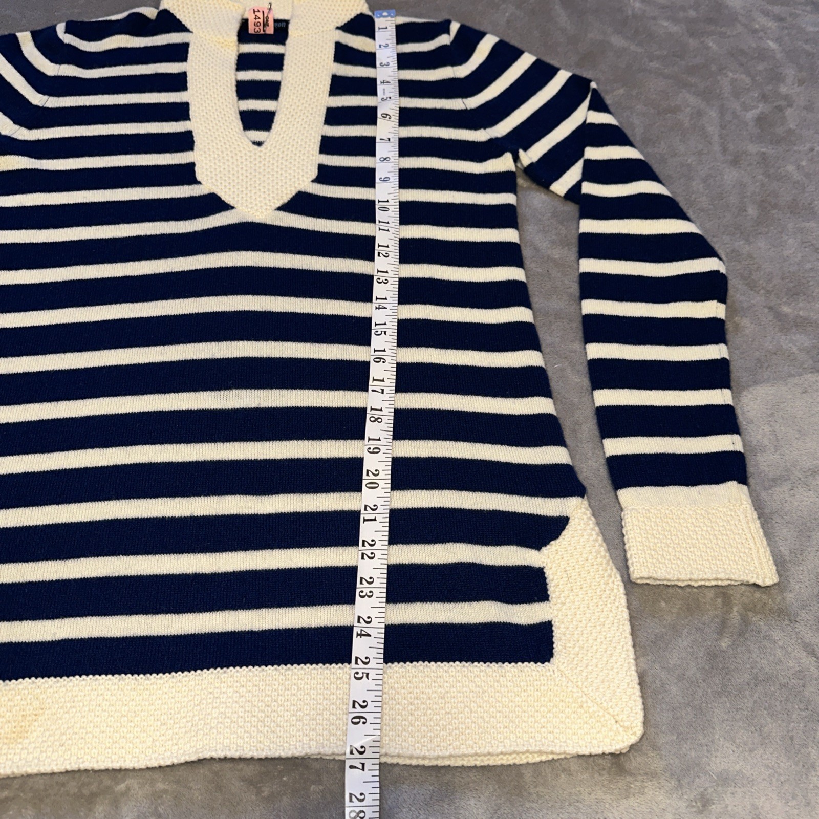 SNAPDRAGON 100% Cashmere Nautical Striped Sweater Navy S/M - photo 3