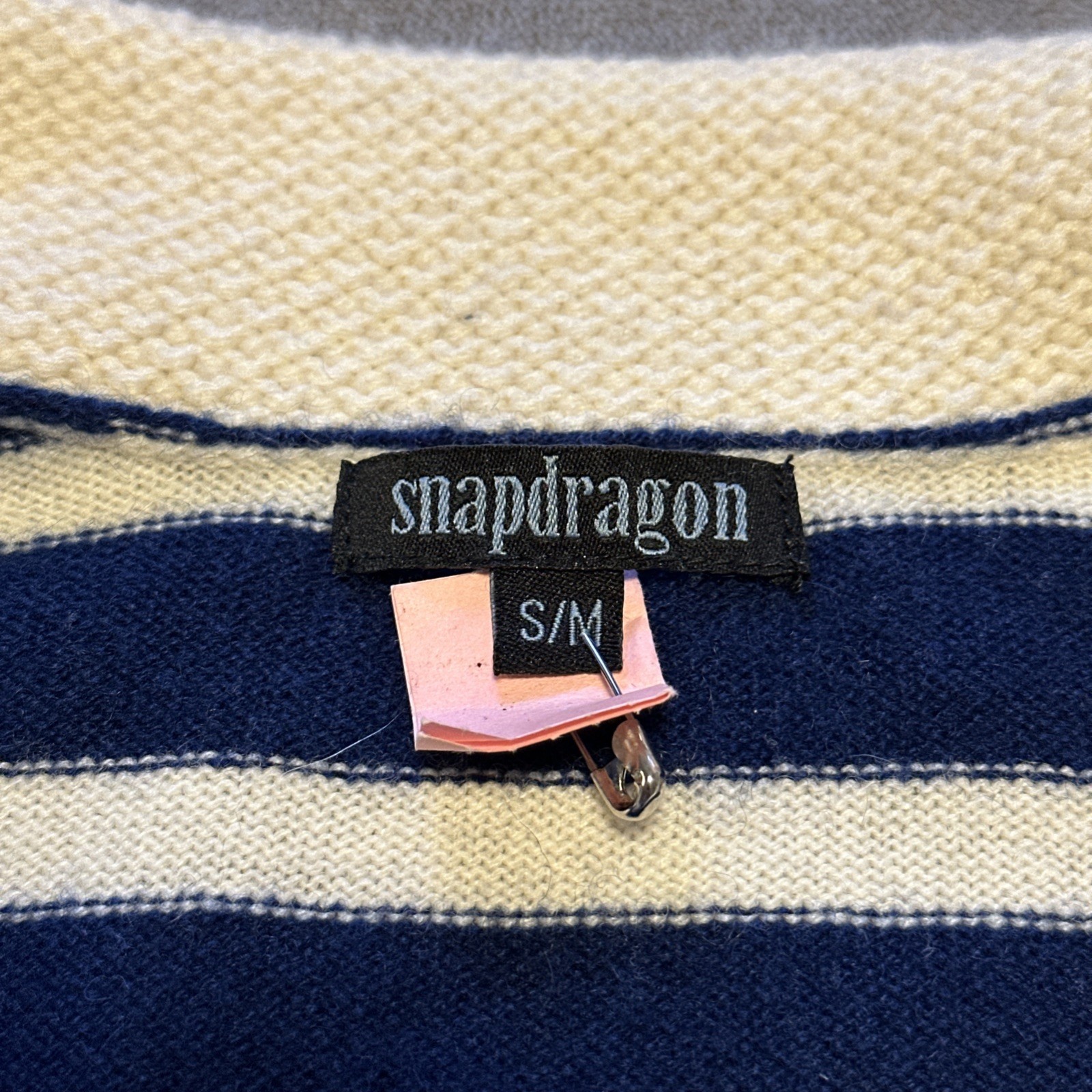 SNAPDRAGON 100% Cashmere Nautical Striped Sweater Navy S/M - photo 4