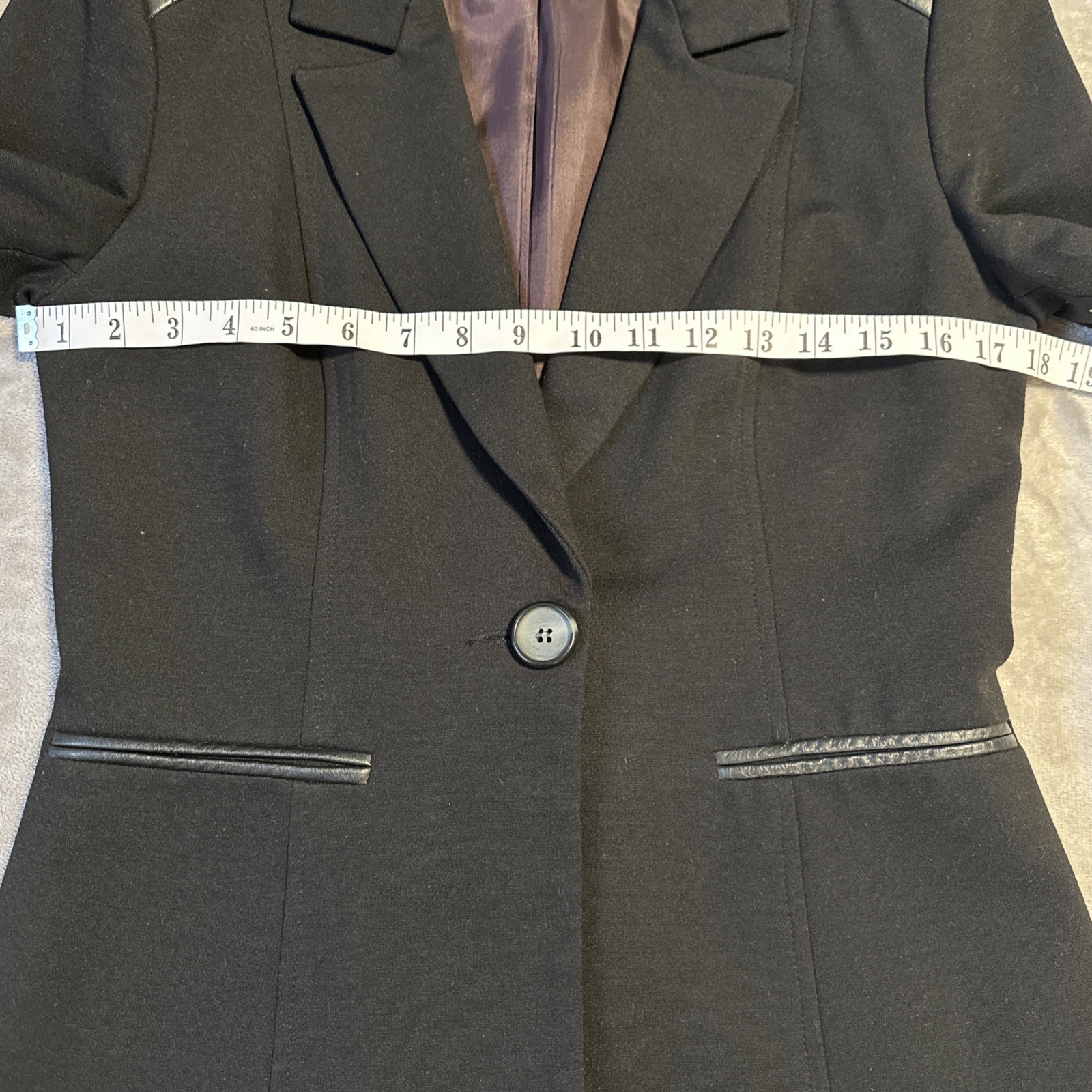 Iris Setlakwe Black Tailored Blazer Size 6 Leather Accent Trim - photo 3