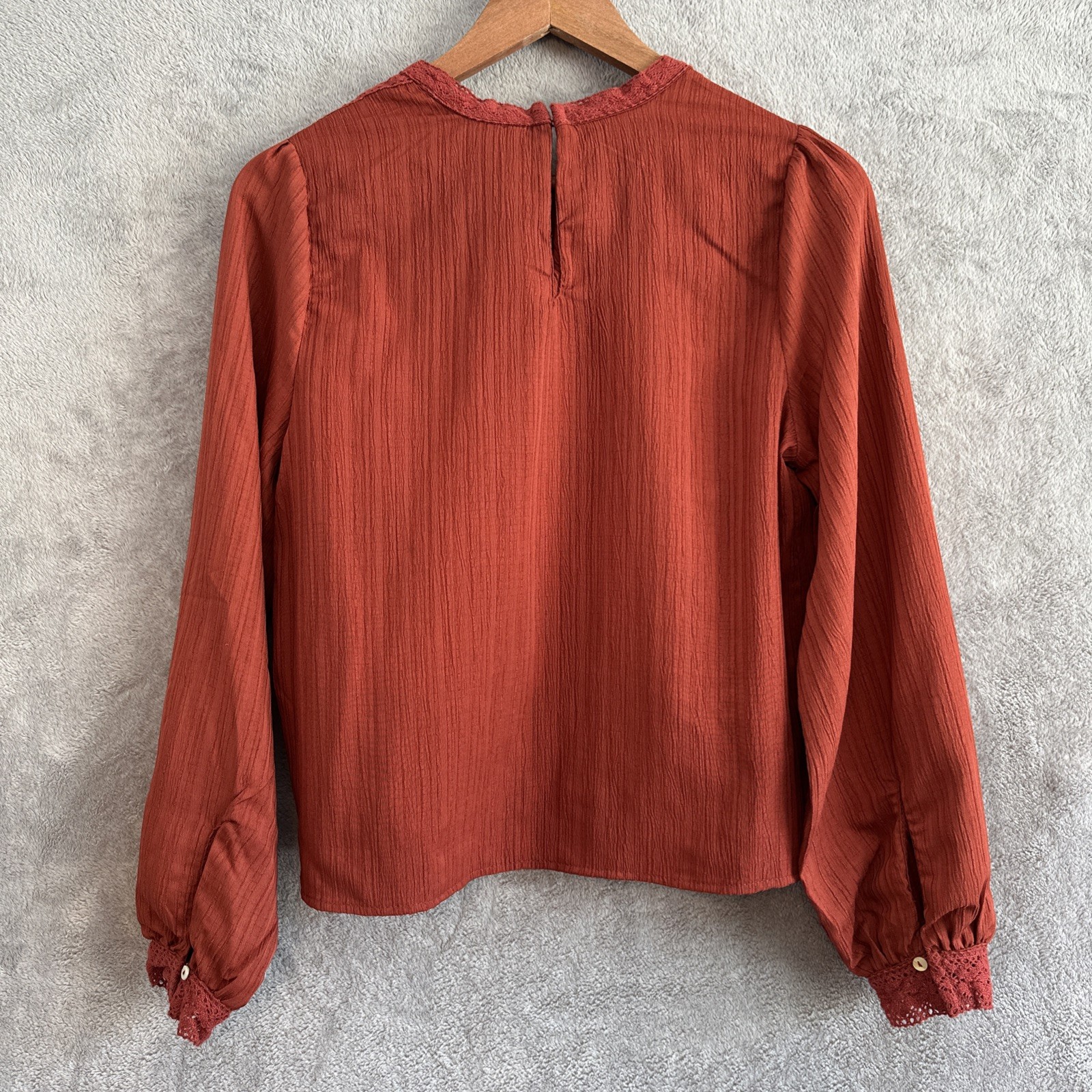 Rust Copper Women's Blouse Medium Devoted Pintuck Mock Neck - photo 5
