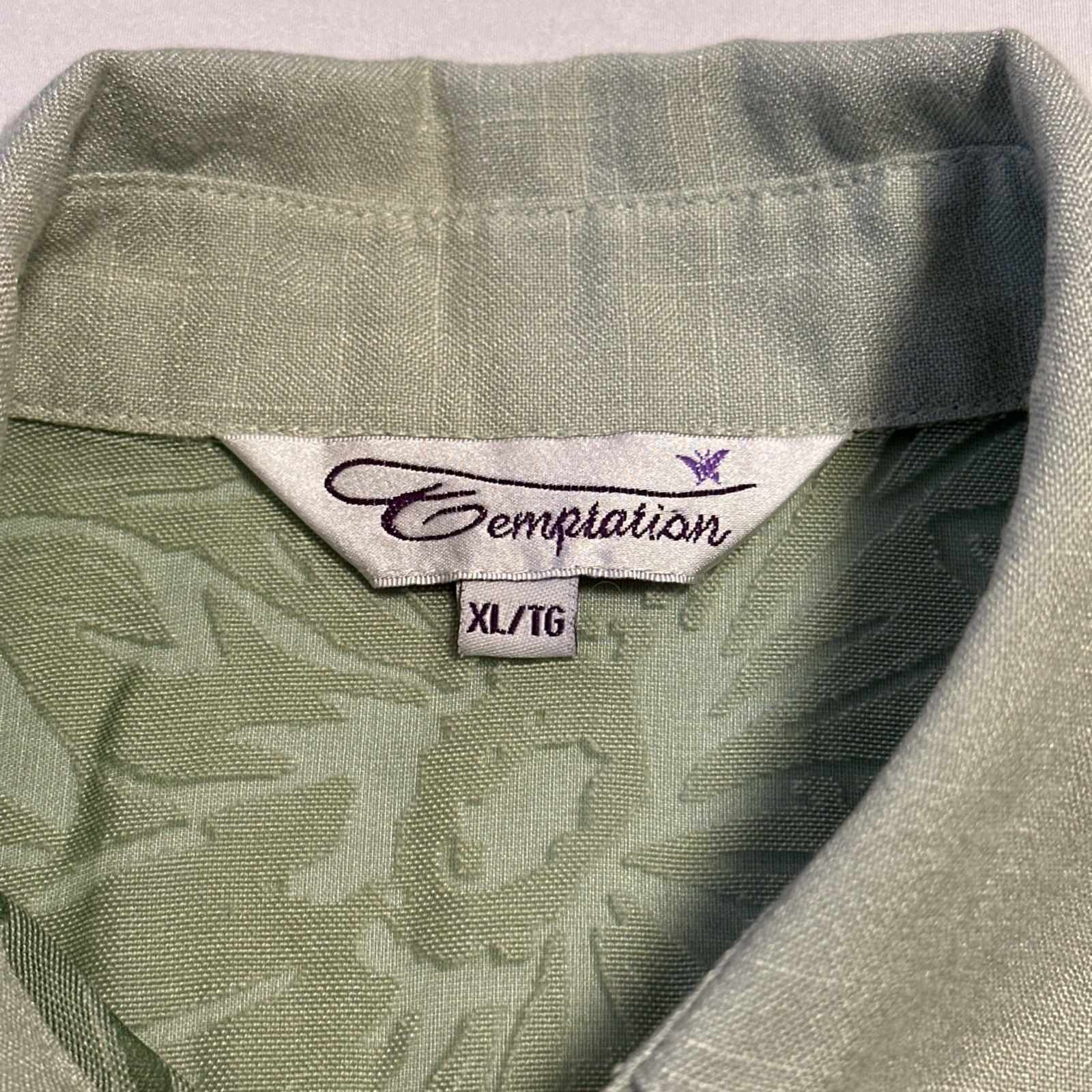 Vintage 90s Temptation Blouse Floral Cutout Green XL - photo 2