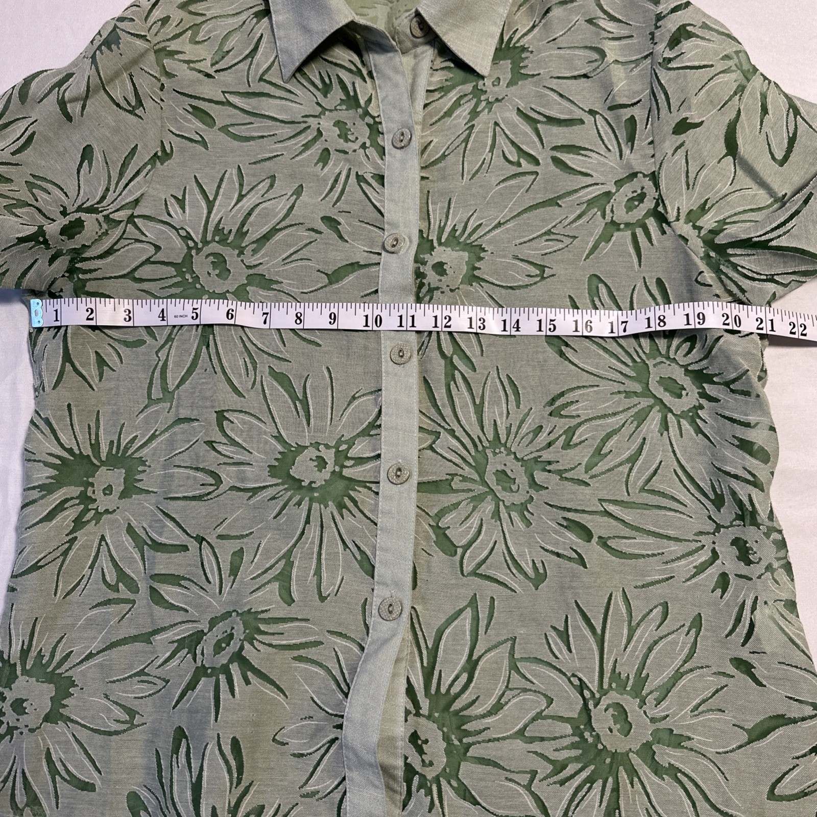 Vintage 90s Temptation Blouse Floral Cutout Green XL - photo 4
