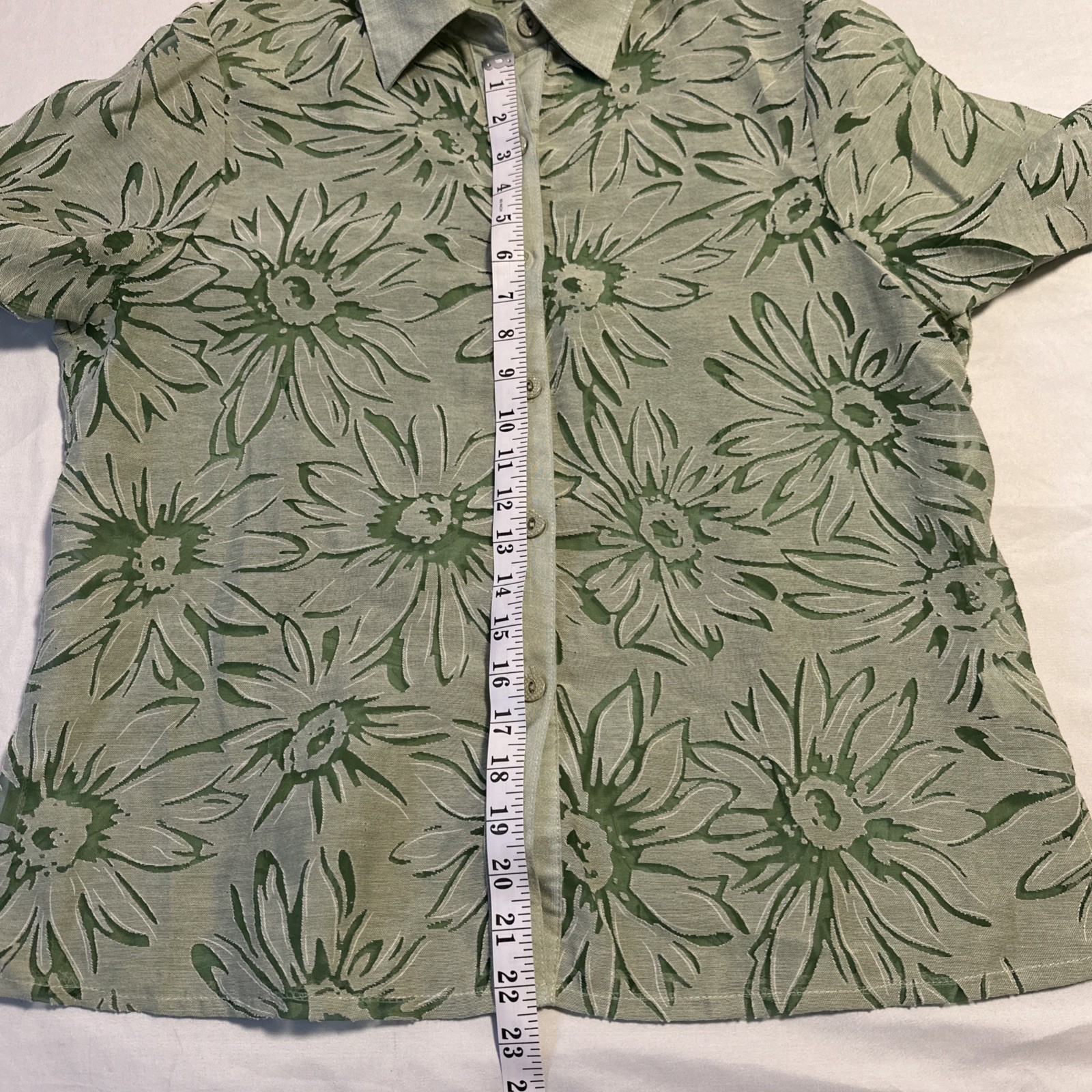 Vintage 90s Temptation Blouse Floral Cutout Green XL - photo 5