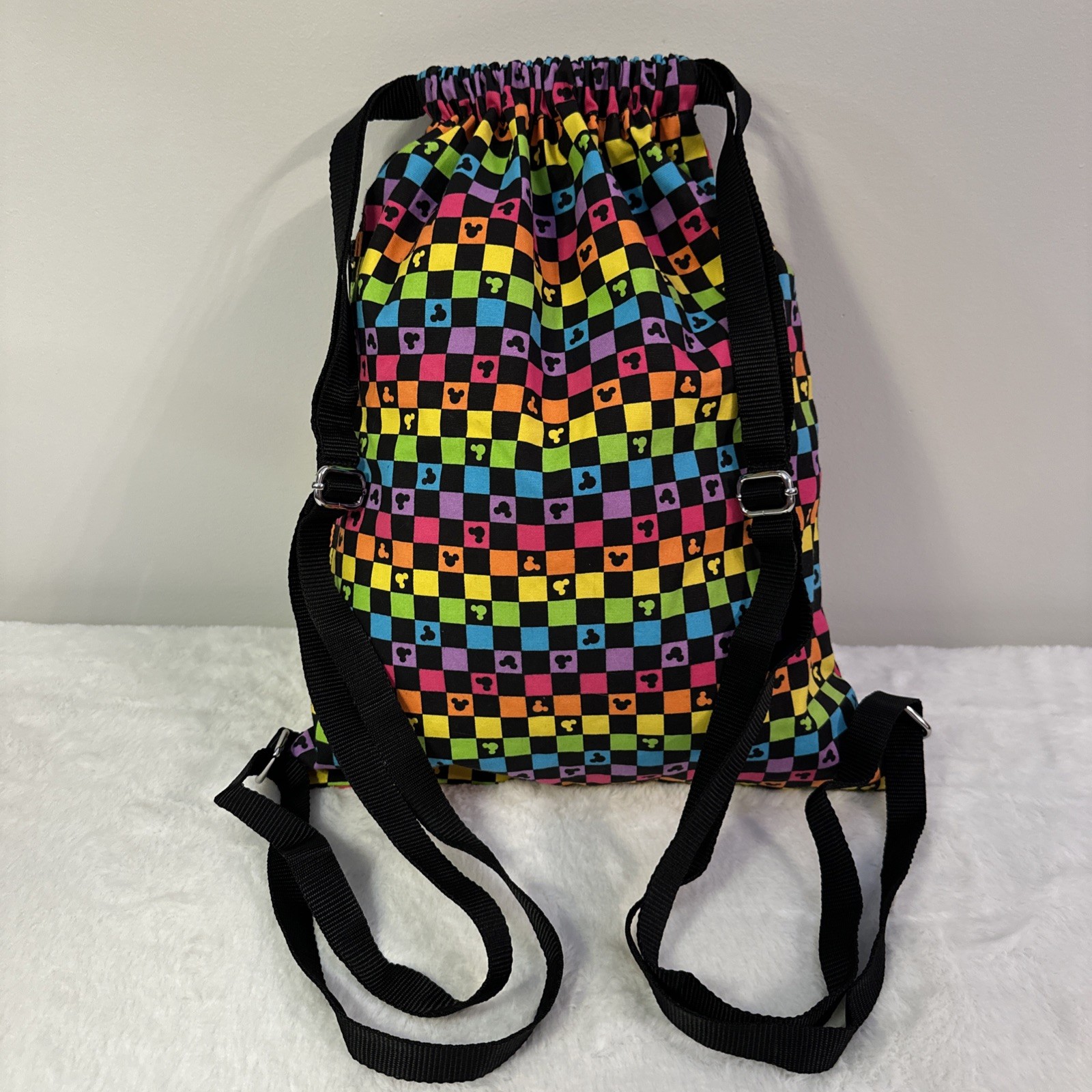 Disney Parks Rainbow Mickey Mouse Cinch Bag Backpack