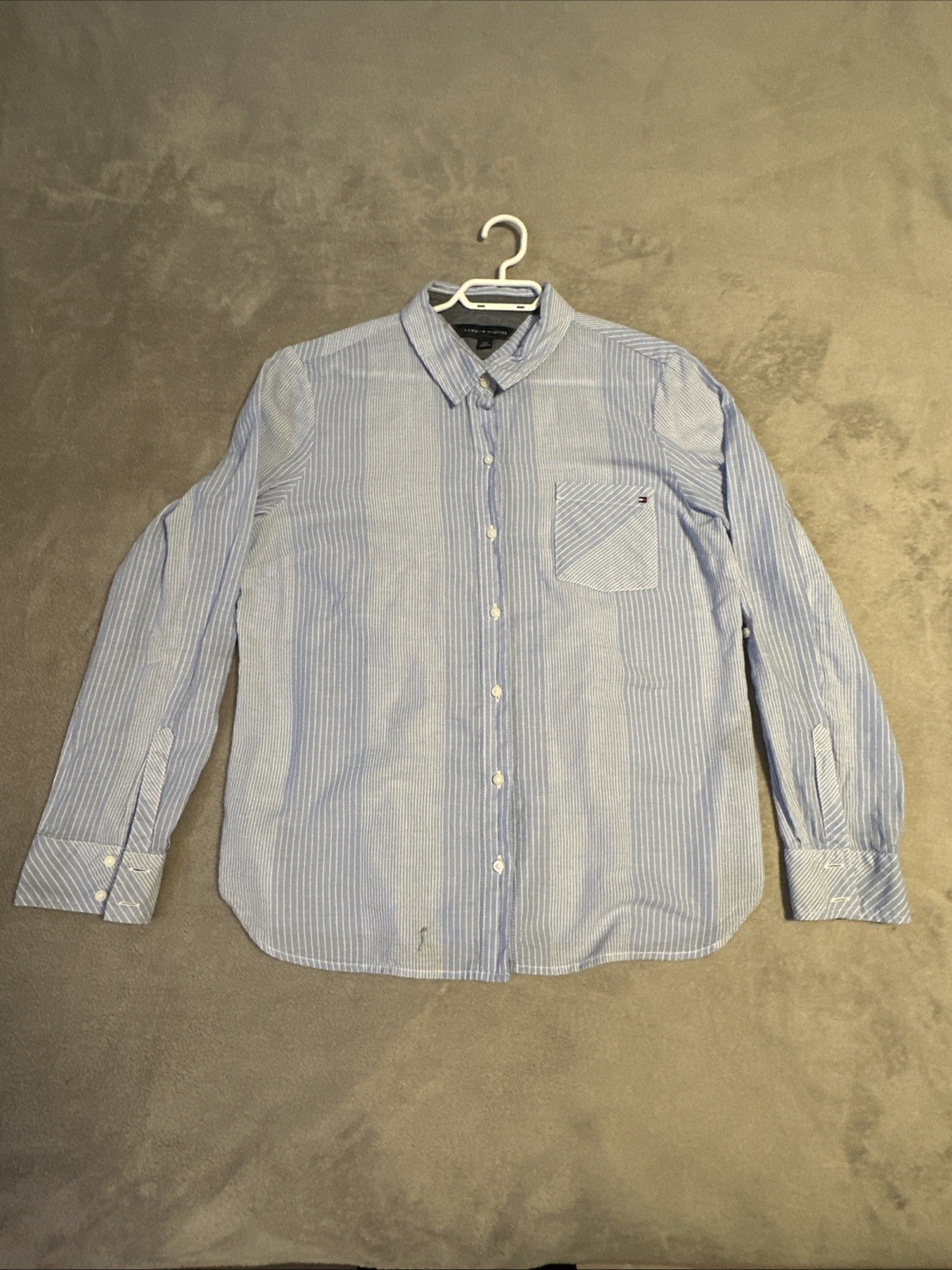 Tommy Hilfiger Button-Up Shirt Women's Large White Blue Stripe - photo 2