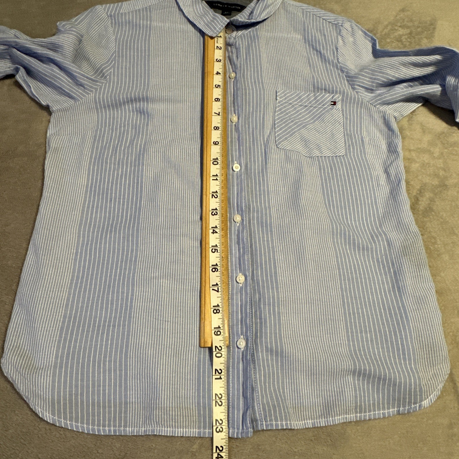 Tommy Hilfiger Button-Up Shirt Women's Large White Blue Stripe - photo 4