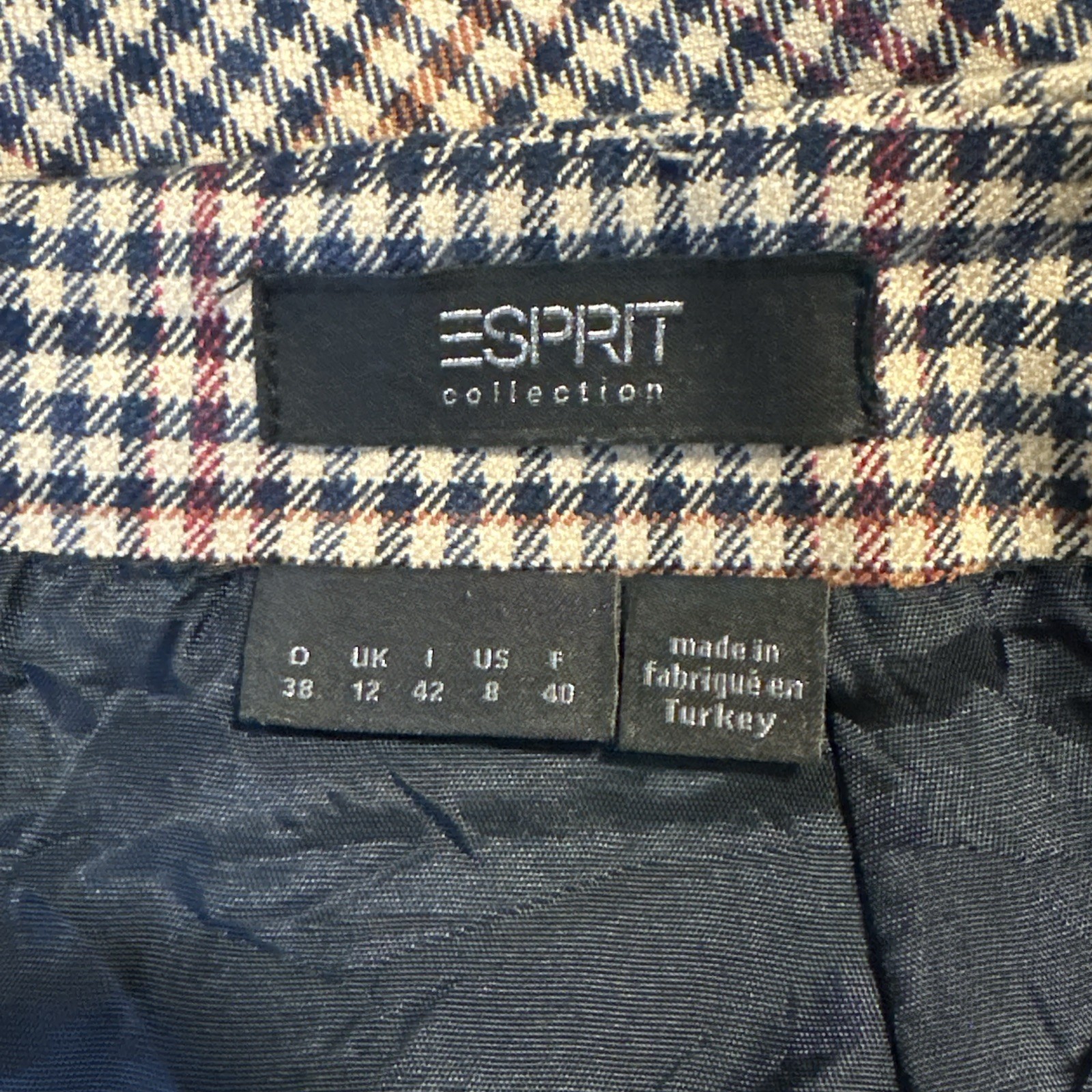 Vintage Esprit Brown Plaid Mini Skirt Size 8 90s Y2K - photo 3