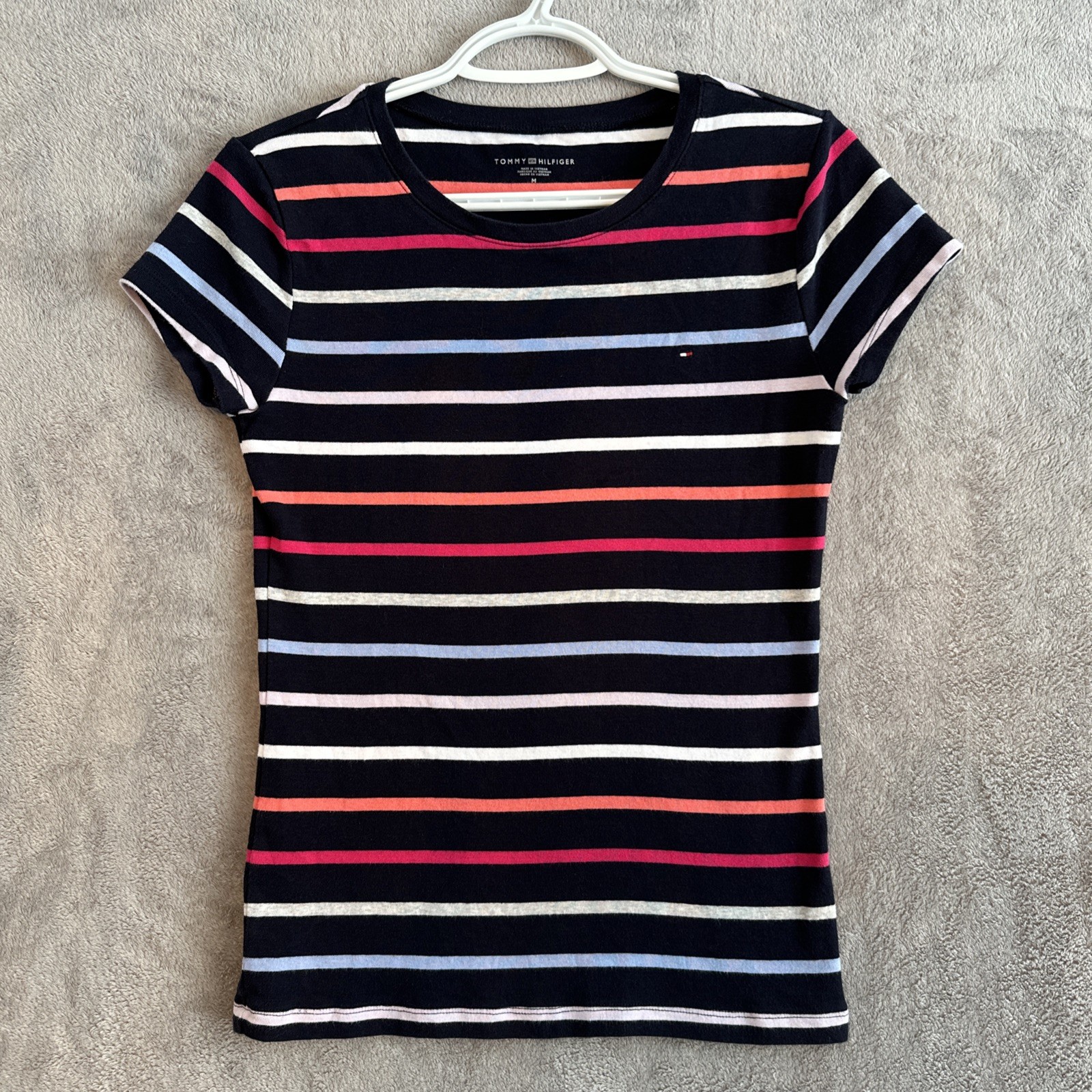 Tommy Hilfiger Striped Favorite Tee Women's M Crew Neck