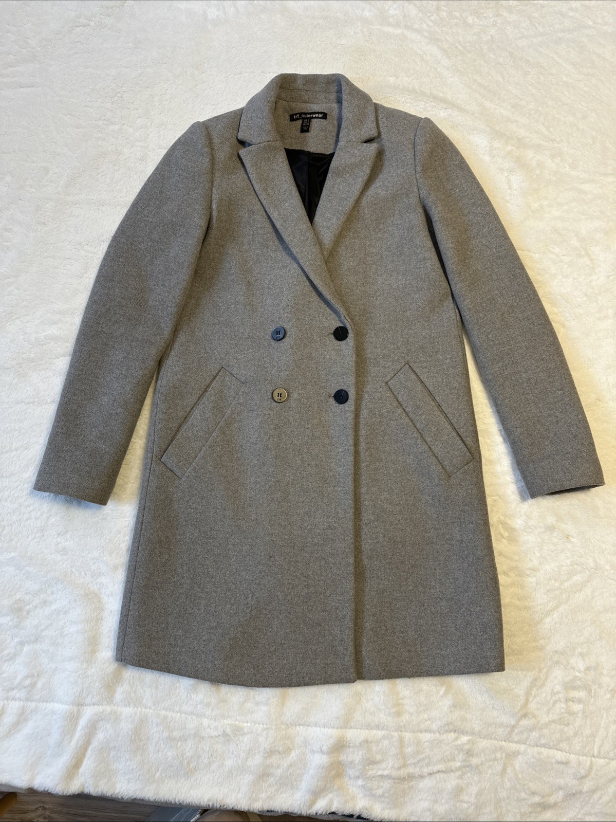 Zara TRF Light Gray Wool Blend Long Pea Coat Small - photo 3