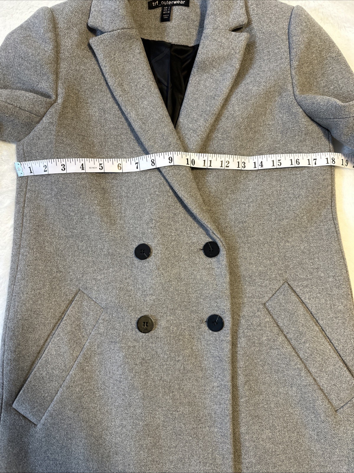 Zara TRF Light Gray Wool Blend Long Pea Coat Small - photo 4
