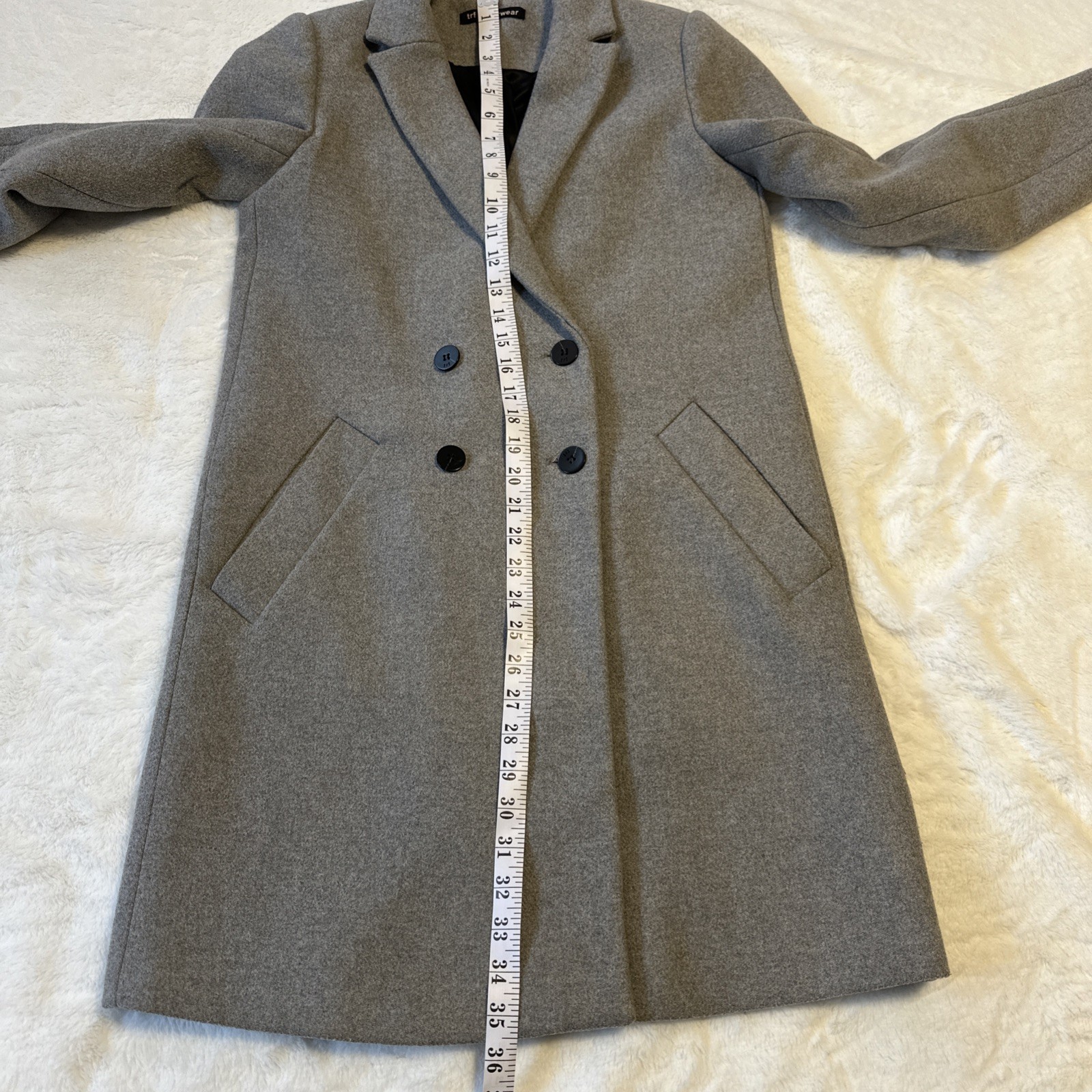 Zara TRF Light Gray Wool Blend Long Pea Coat Small - photo 5