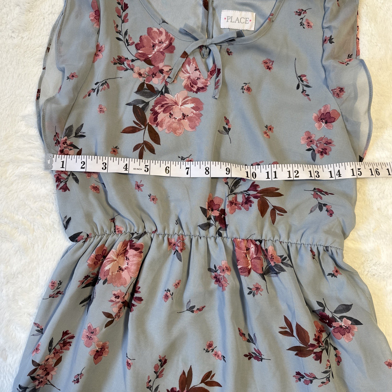 Children's Place Girls Dress 10/12 Large Blue Pink Floral - photo 2