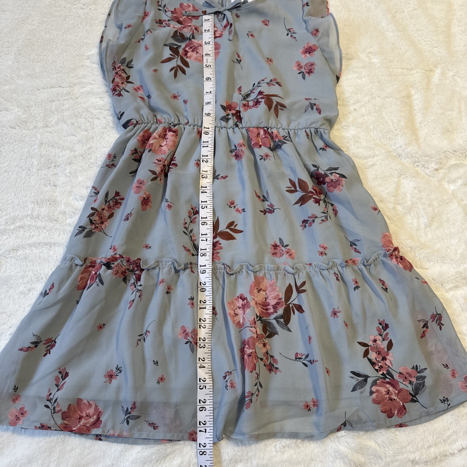 Children's Place Girls Dress 10/12 Large Blue Pink Floral - photo 3