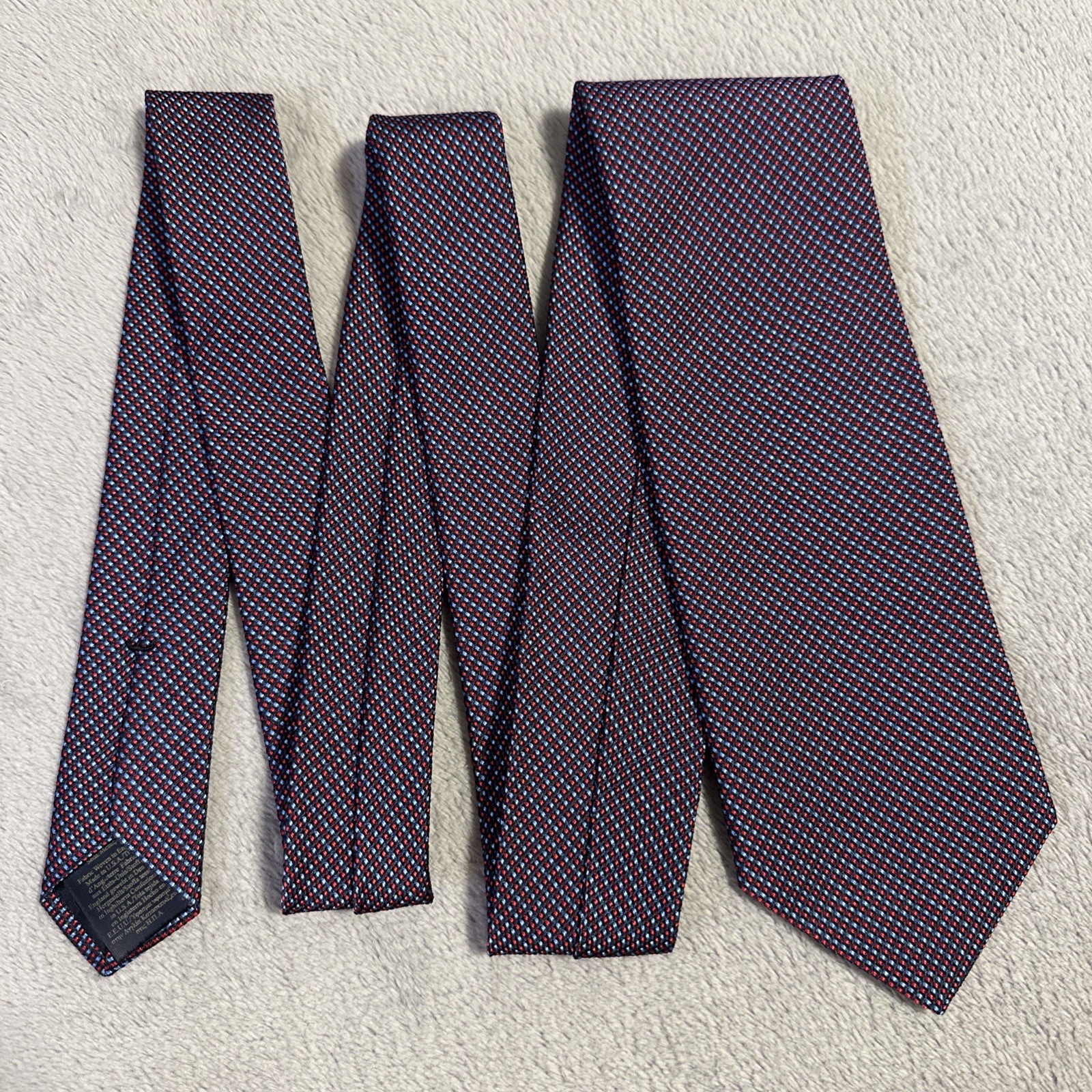 Brooks Brothers Men's Silk Necktie - Blue/Red Microdot