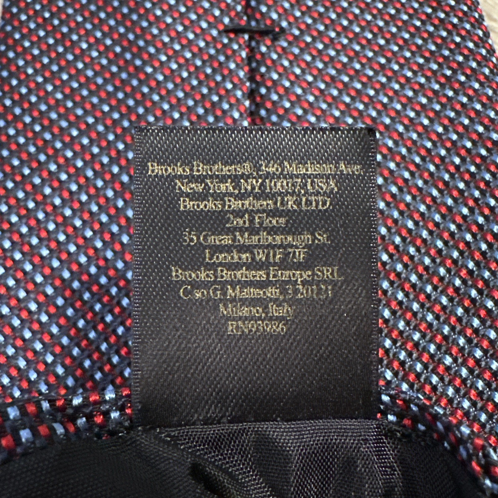 Brooks Brothers Men's Silk Necktie - Blue/Red Microdot - photo 5