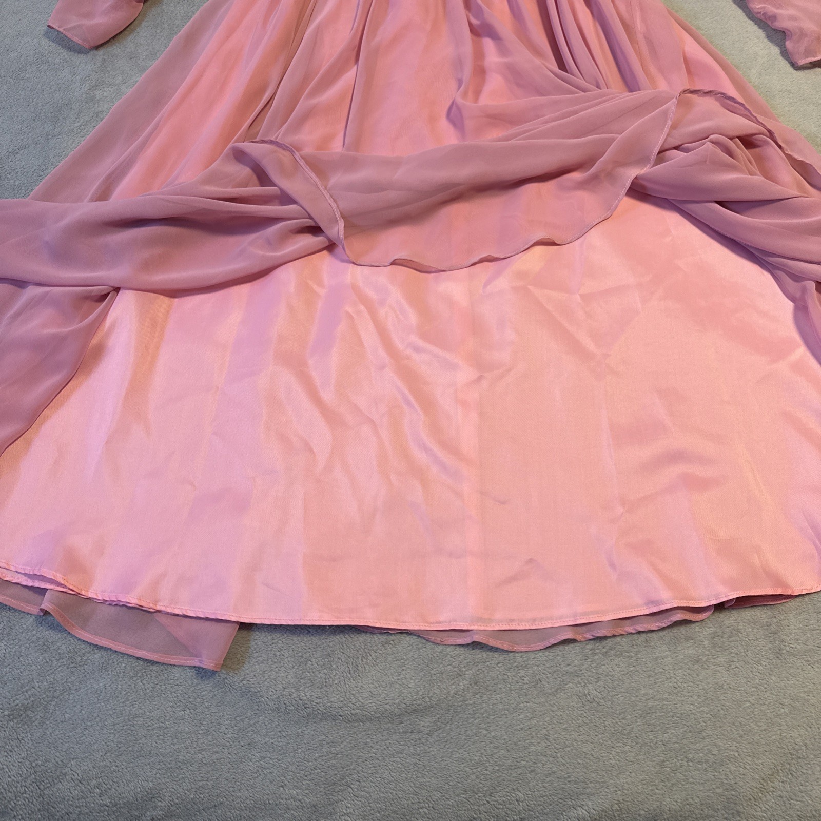 Vintage Pink Chiffon Dress Size 6 Pierre de Roche 70s 80s Romant - photo 2
