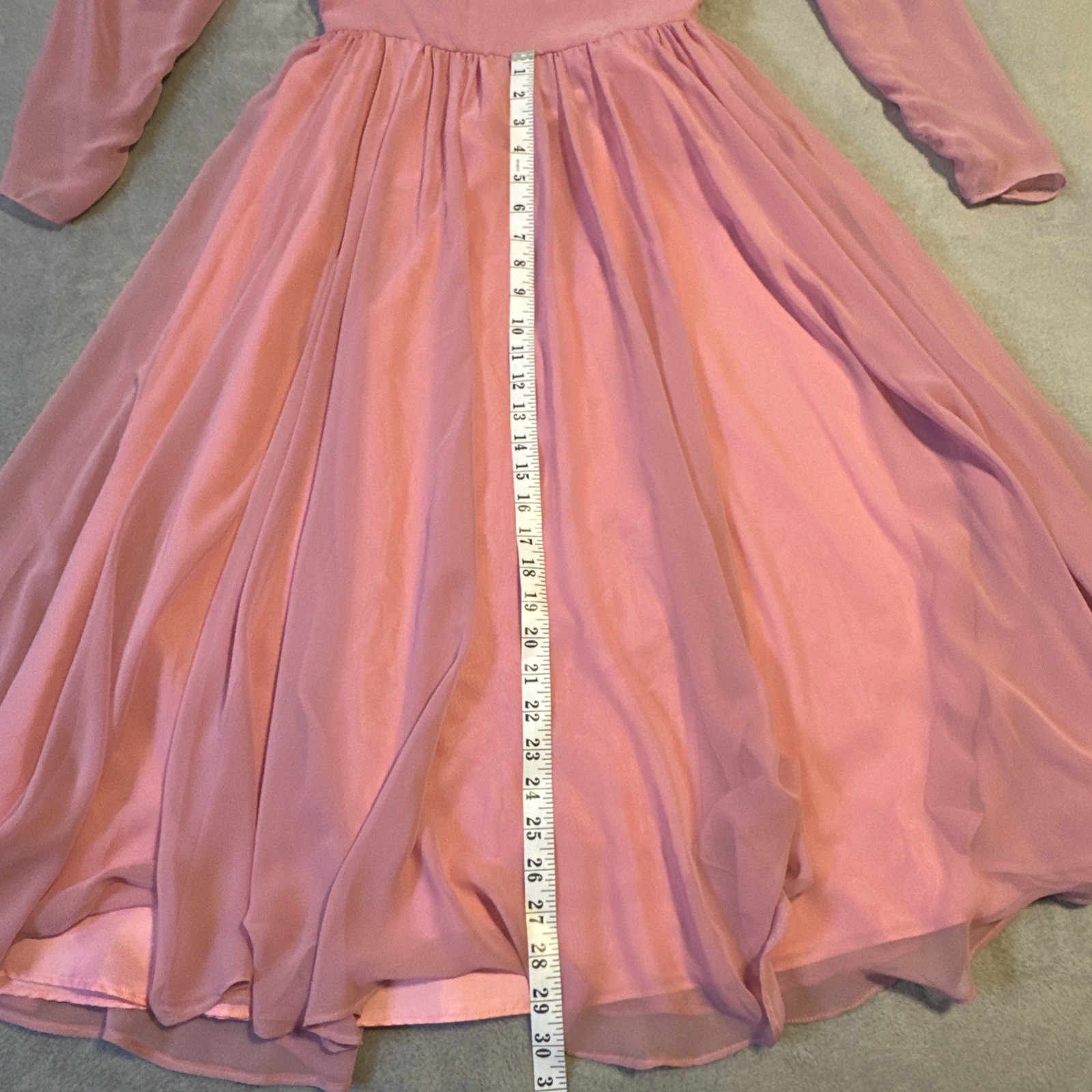 Vintage Pink Chiffon Dress Size 6 Pierre de Roche 70s 80s Romant - photo 3