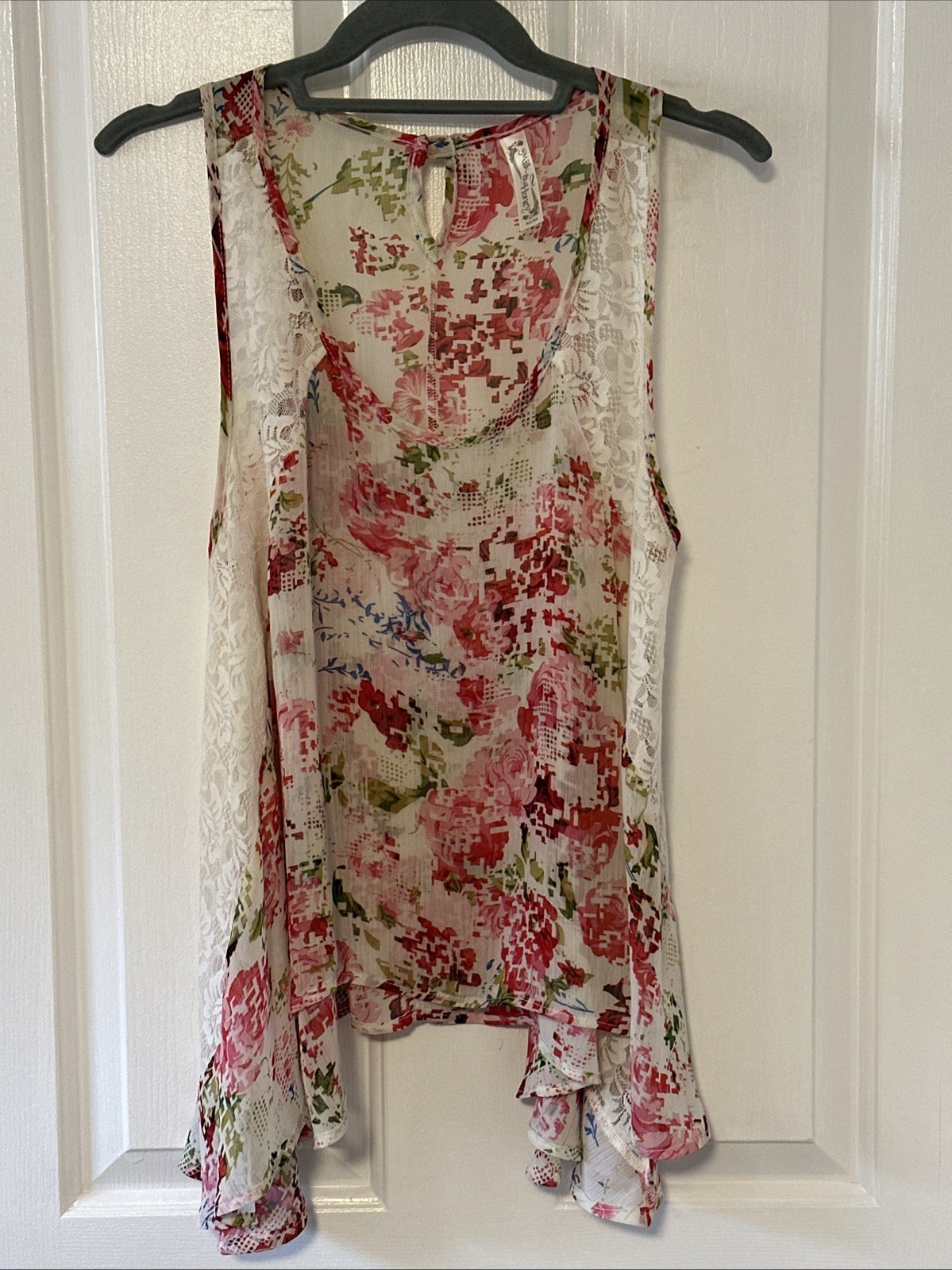 Milk & Honey Floral Lace Tank Top - Medium - Pink Boho