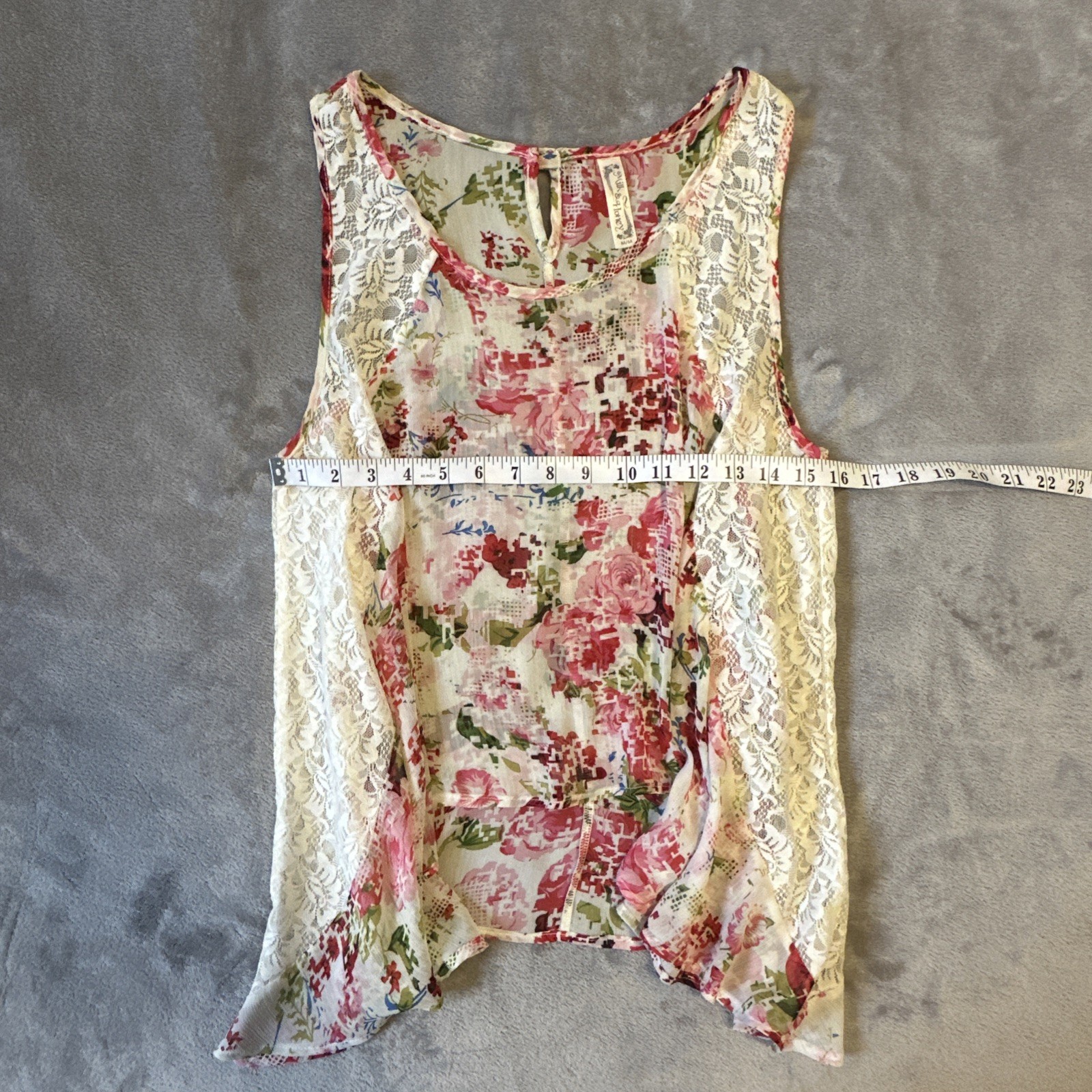 Milk & Honey Floral Lace Tank Top - Medium - Pink Boho - photo 3