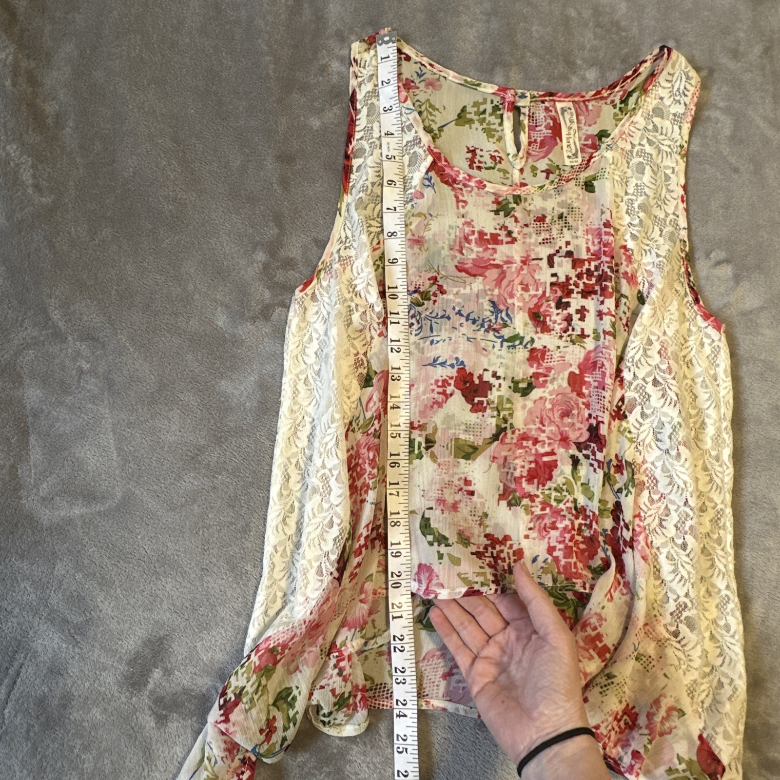 Milk & Honey Floral Lace Tank Top - Medium - Pink Boho - photo 4