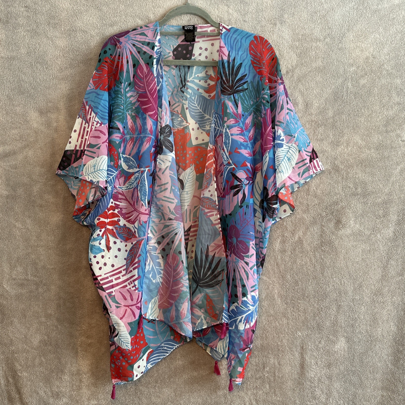 Madden NYC Sheer Kimono-Style Light Cover-Up Floral