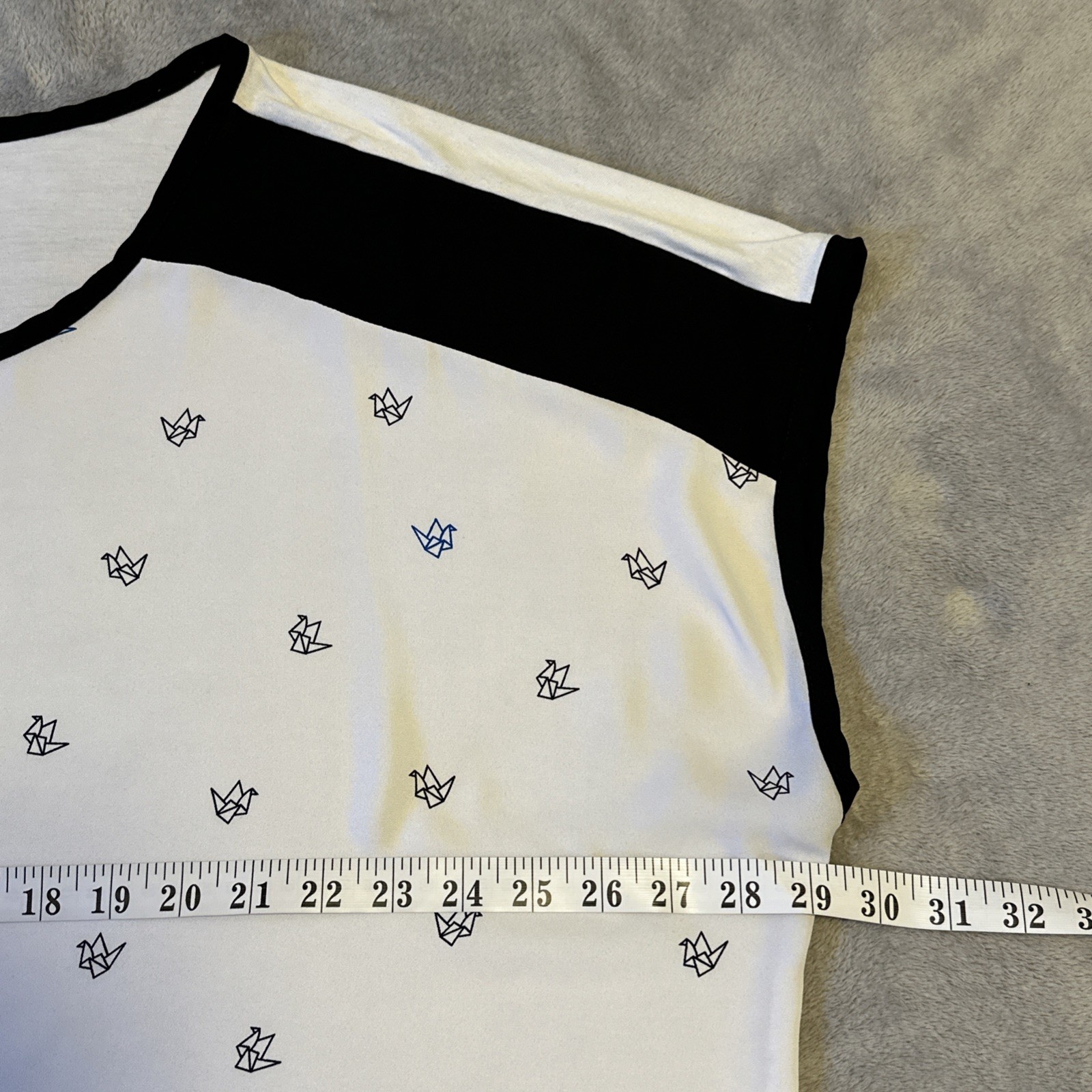 Michel Studio 4X Origami Bird Print Blouse White Short Sleeve - photo 3
