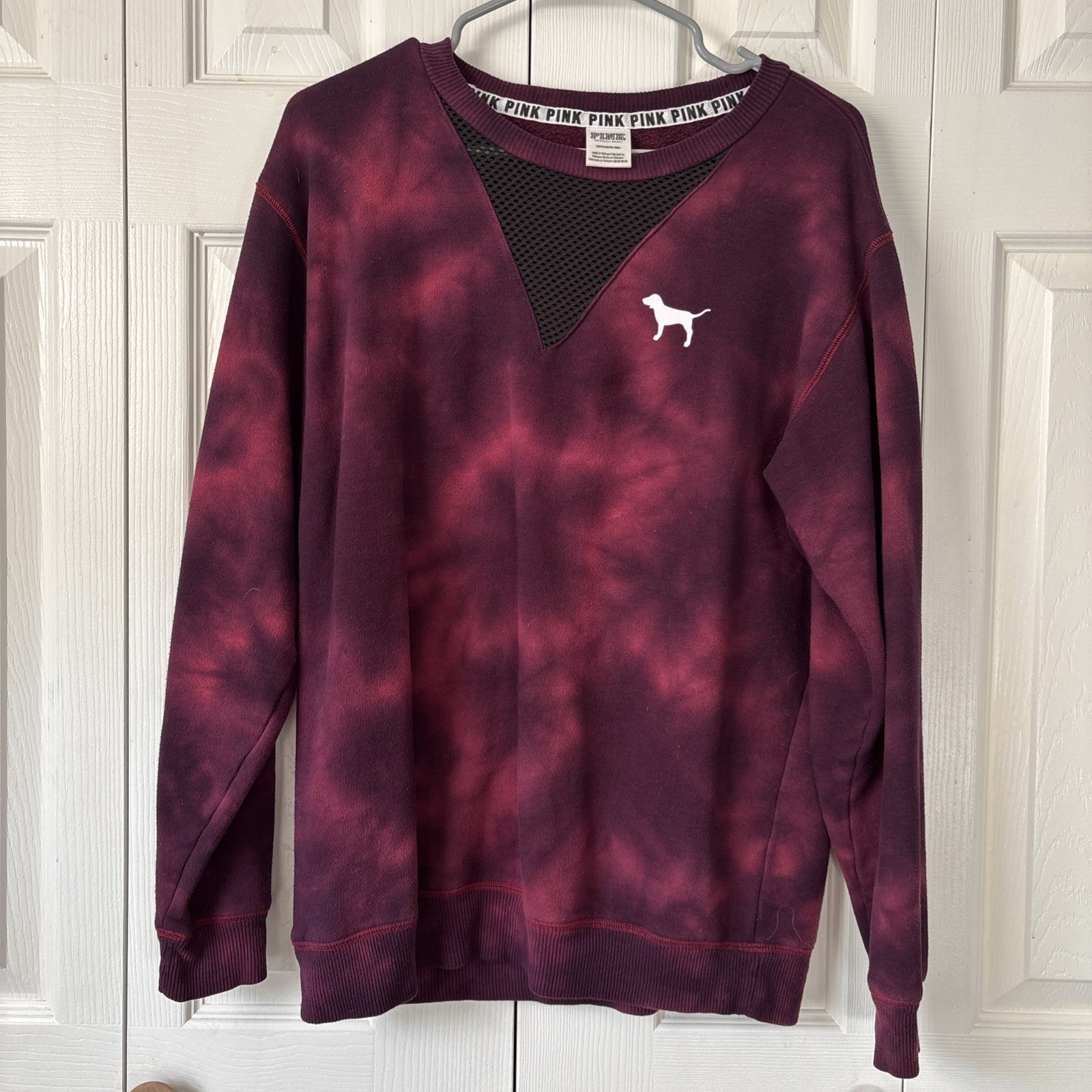 Victoria's Secret PINK Small Maroon Tie Dye Crewneck Sweatshirt