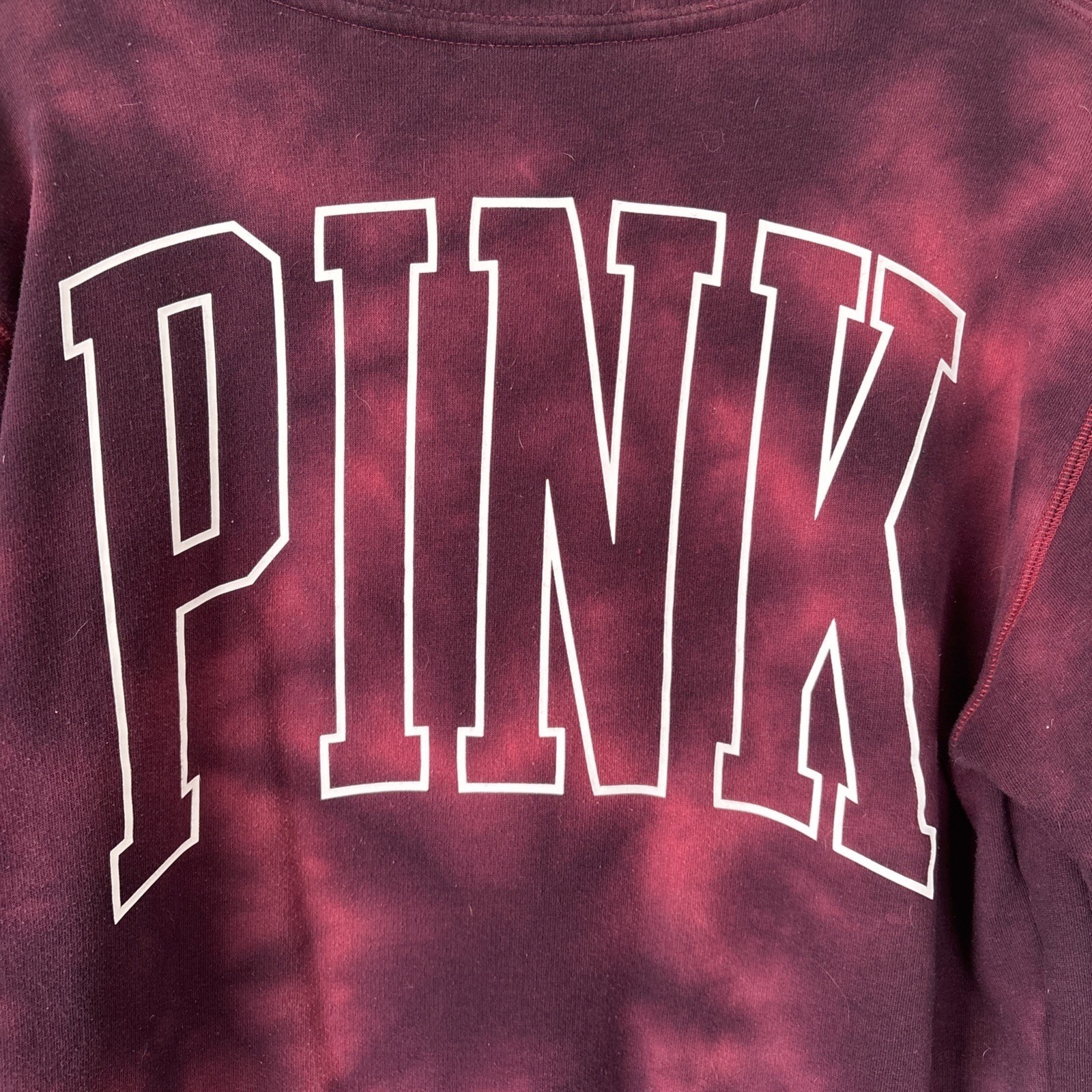 Victoria's Secret PINK Small Maroon Tie Dye Crewneck Sweatshirt - photo 3