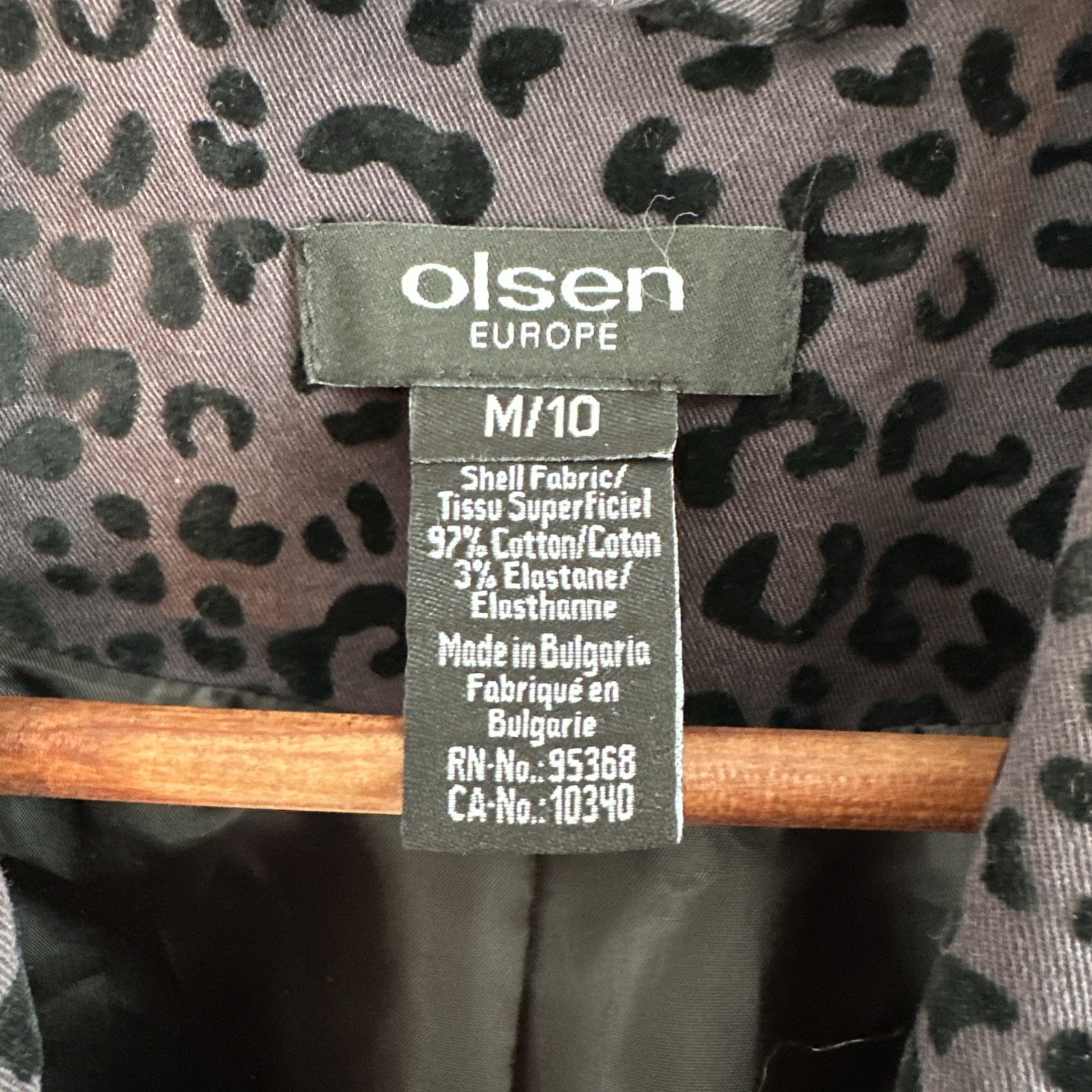 Sigrid Olsen Europe Black Velvet Leopard Print Blazer M 10 - photo 2