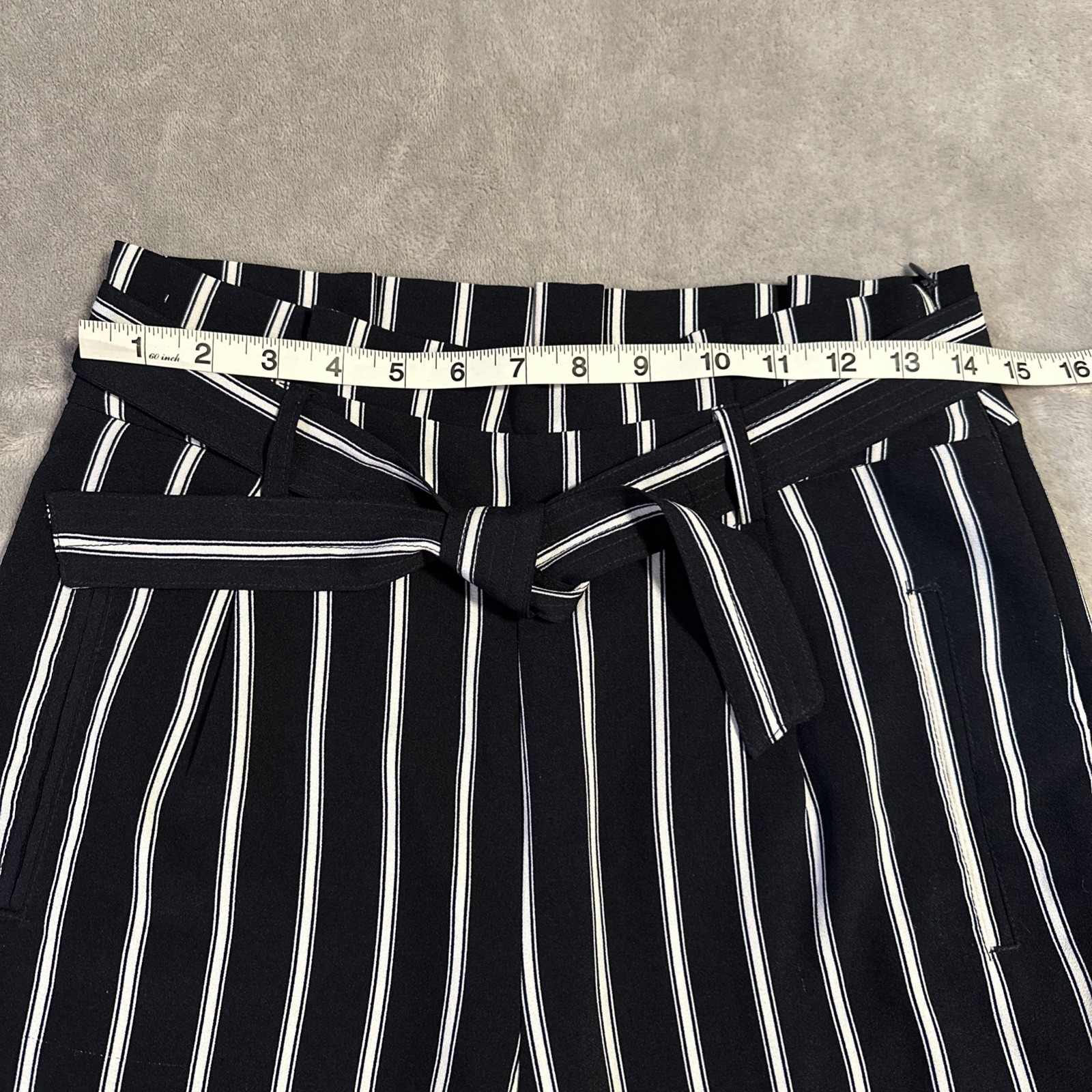 Ci Sono Women's Navy & Ivory Striped Belted Wide-Leg Pants M - photo 3