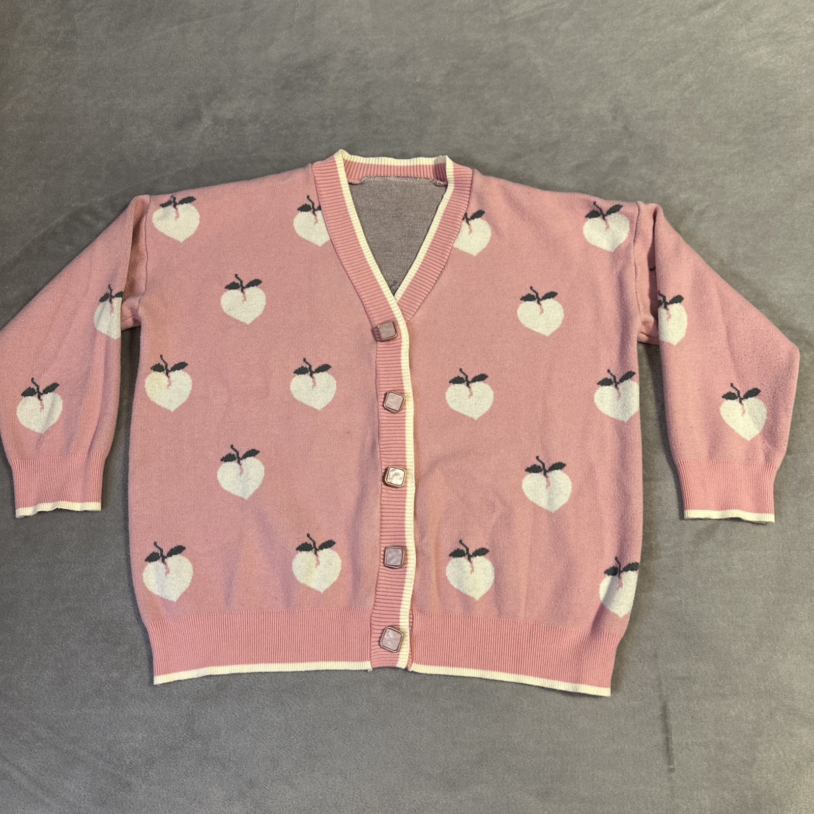 Soft Girl Kawaii Cardigan Pink Peaches Medium Coquette Cottageco