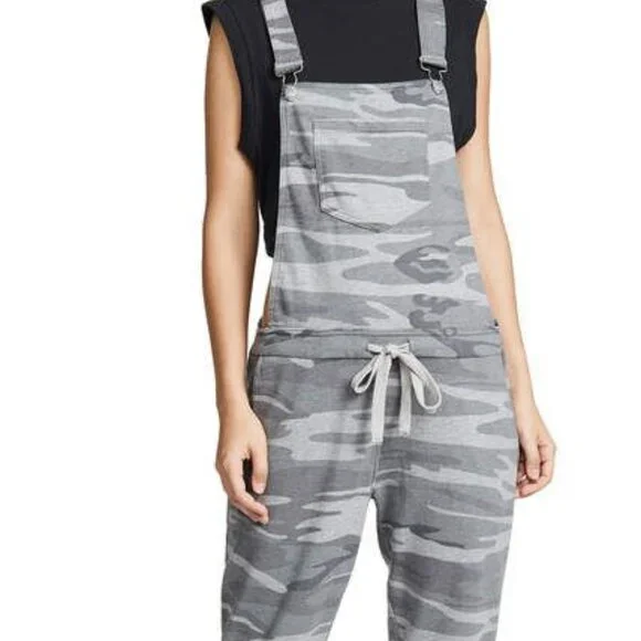 Z Supply Mureile Knit Overalls - Gray Camo - Small