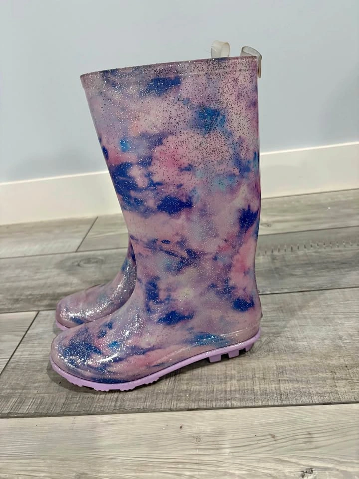 Joe Fresh Glitter Tie-Dye Rain Boots Size 6