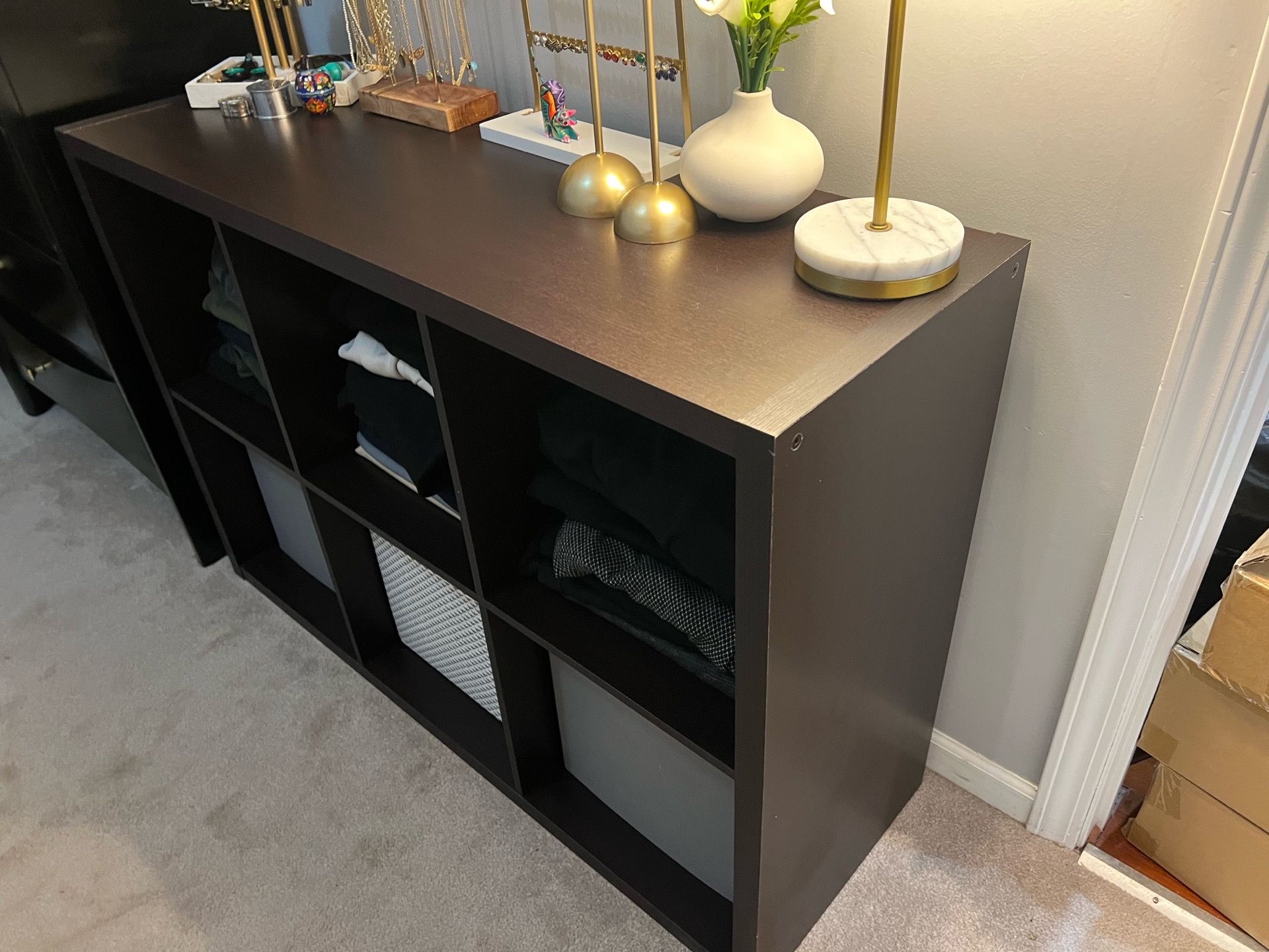 Dark Brown Cube Storage Dresser with 3 Bins - photo 2