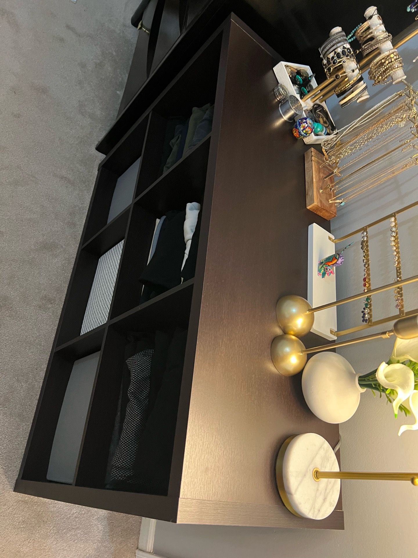 Dark Brown Cube Storage Dresser with 3 Bins - photo 3