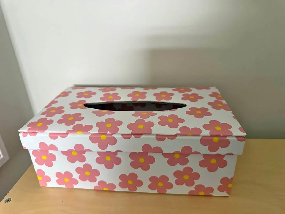 Pink floral tissue box