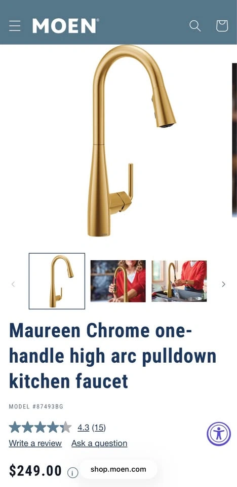 Moen Maureen Pulldown Kitchen Faucet - Brushed Gold - photo 4