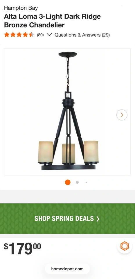 Hampton Bay Alta Loma 3-Light Chandelier - photo 3