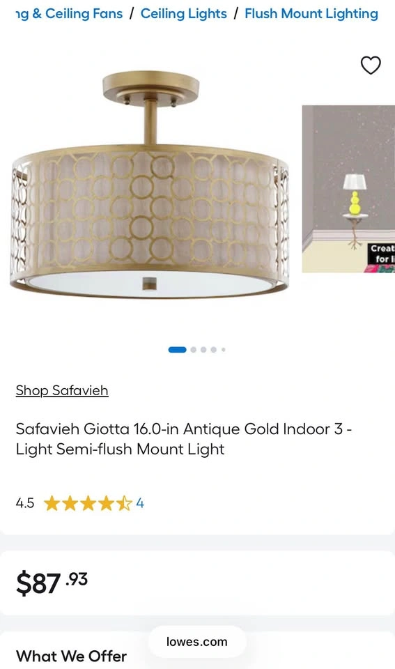 Safavieh Giotta Circle 3-Light Semi-Flush Mount - photo 3