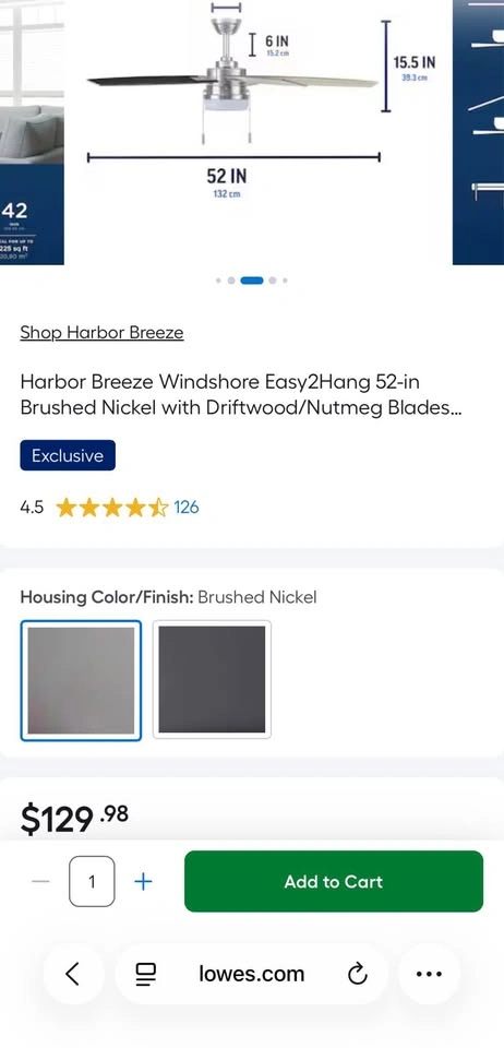 Harbor Breeze Windshore 52-in Ceiling Fan With Light - photo 4