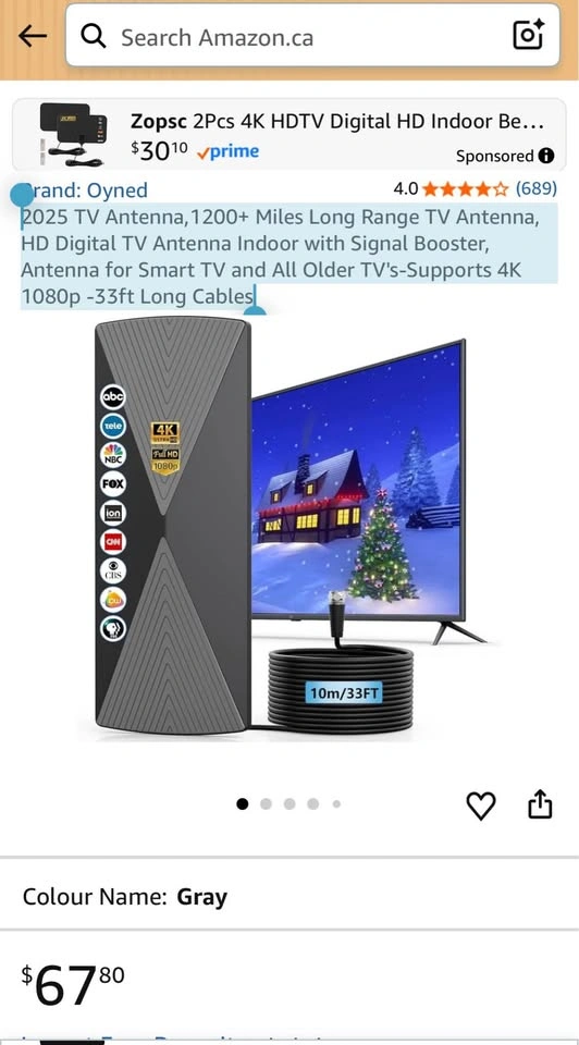 2025 TV Antenna, 1200+ Miles Long Range HD Digital Indoor Antenn - photo 2