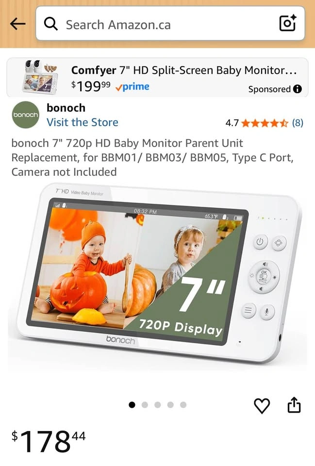 Bonoch 7" HD Baby Monitor Parent Unit Replacement (Pickering) - photo 2