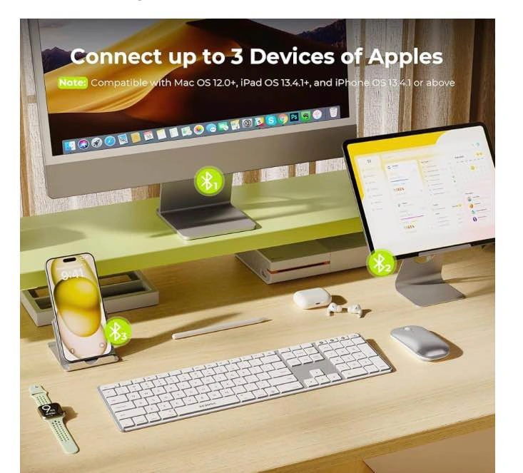 Seenda Bluetooth Keyboard & Mouse for Mac - Multi-Device Recharg - photo 3