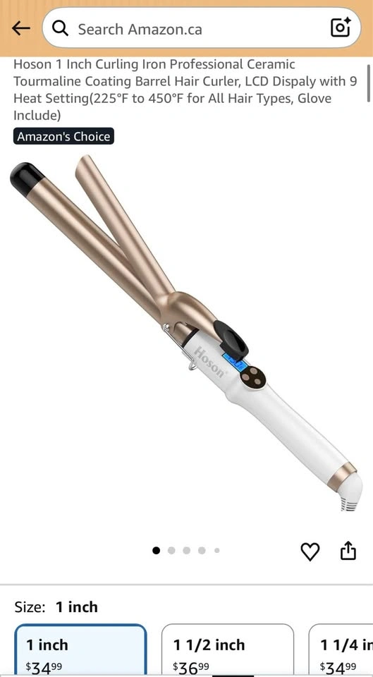 Hoson 1 Inch Curling Iron Professional Ceramic Tourmaline Barrel - photo 3