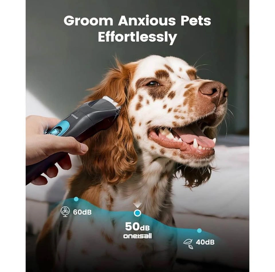 oneisall Quiet Dog Clippers for Grooming LED Light, Cordless Dog - photo 3