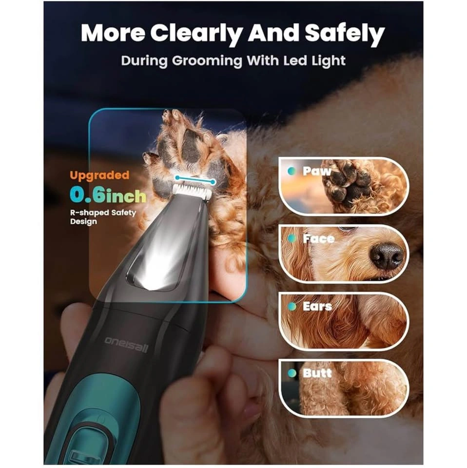 oneisall Quiet Dog Clippers for Grooming LED Light, Cordless Dog - photo 4