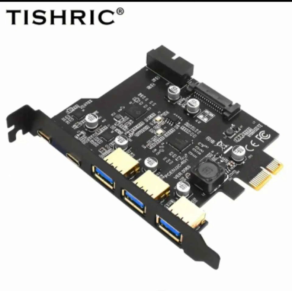 TISHRIC PCI-E 1x USB 3.0 Extender Card + 7 Port USB Hub - photo 2