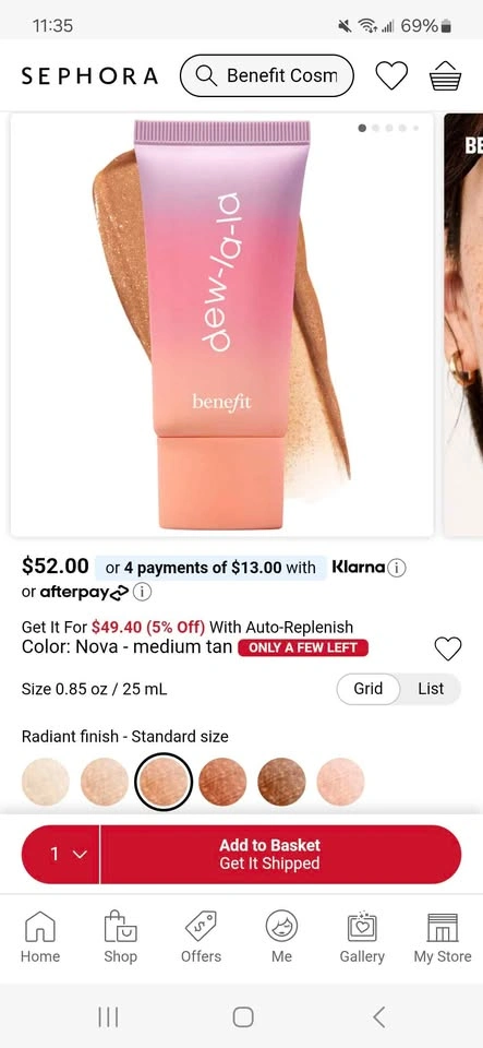 Benefit Dew-La-La Liquid Glow Nova Medium Tan 25mL - photo 3
