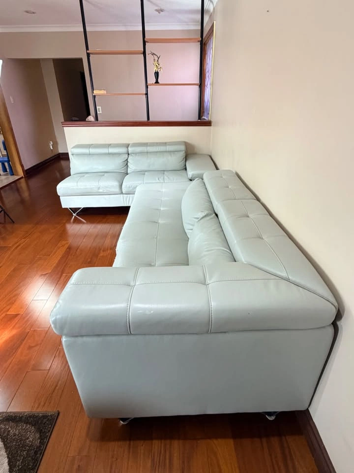 Light Grey Leather Sofa Set (3-Seater + 2-Seater) – Hidden Stora - photo 2